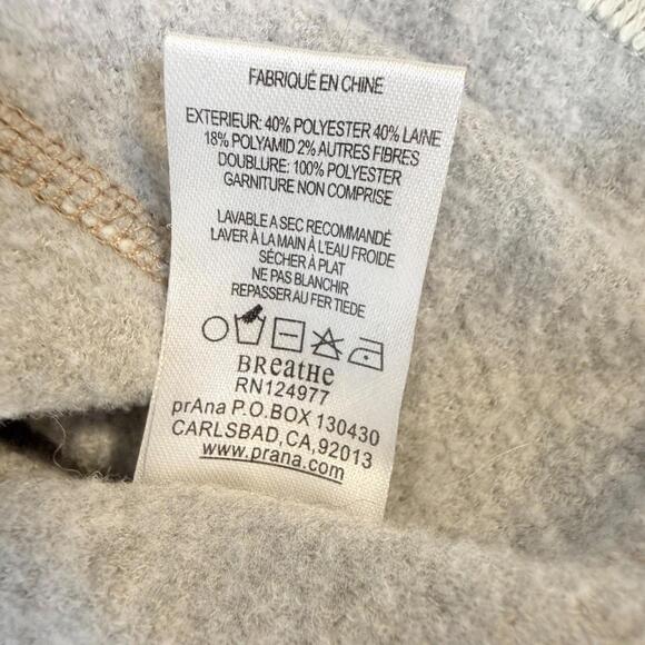 prAna Sweater Women's M Lucia Wool Blend Ivory Pullover Stripe Drawstring Logo - Picture 10 of 10